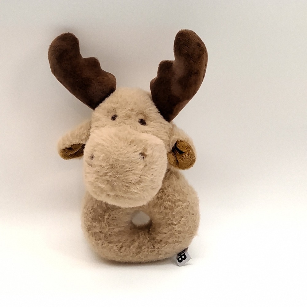 Stephan Baby Soft Plush Moose Rattle Toy Stuffie Easy To Hold Woodland 8" Tall